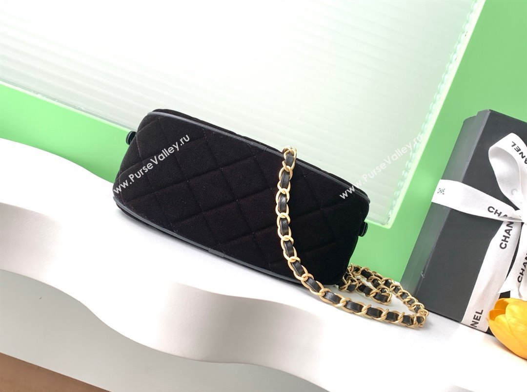 Chanel Velvet Mini Bowling Bag AS5572 Black 2025 (yezi-250812134)