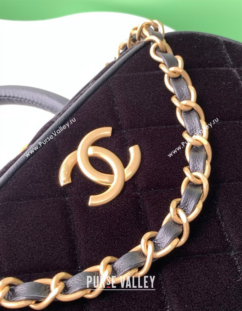 Chanel Velvet Mini Bowling Bag AS5572 Black 2025 (yezi-250812134)