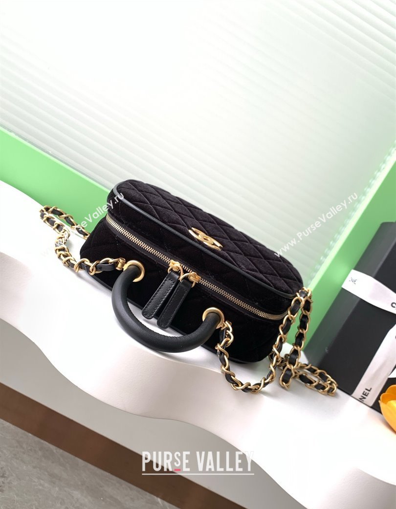 Chanel Velvet Mini Bowling Bag AS5572 Black 2025 (yezi-250812134)