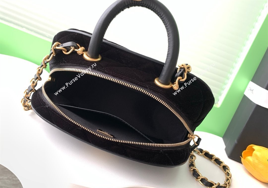 Chanel Velvet Mini Bowling Bag AS5572 Black 2025 (yezi-250812134)