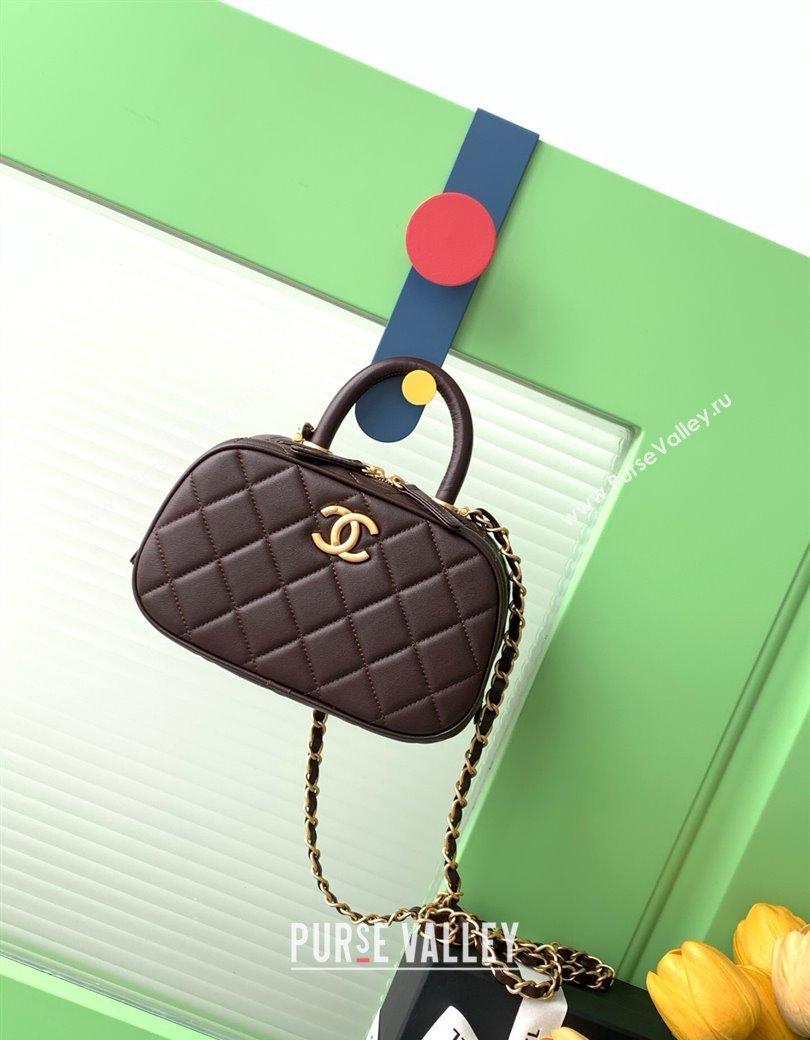 Chanel Calfskin Mini Bowling Bag AS5572 Brown 2025 (yezi-250812135)
