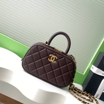 Chanel Calfskin Mini Bowling Bag AS5572 Brown 2025 (yezi-250812135)