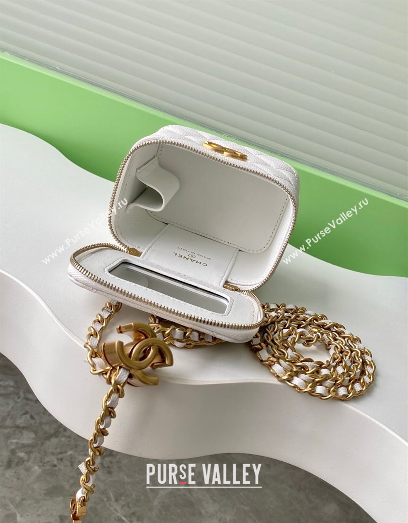 Chanel Grainy Calfskin Small Vanity with CC Chain White 2025 AP3941 (yezi-250812102)