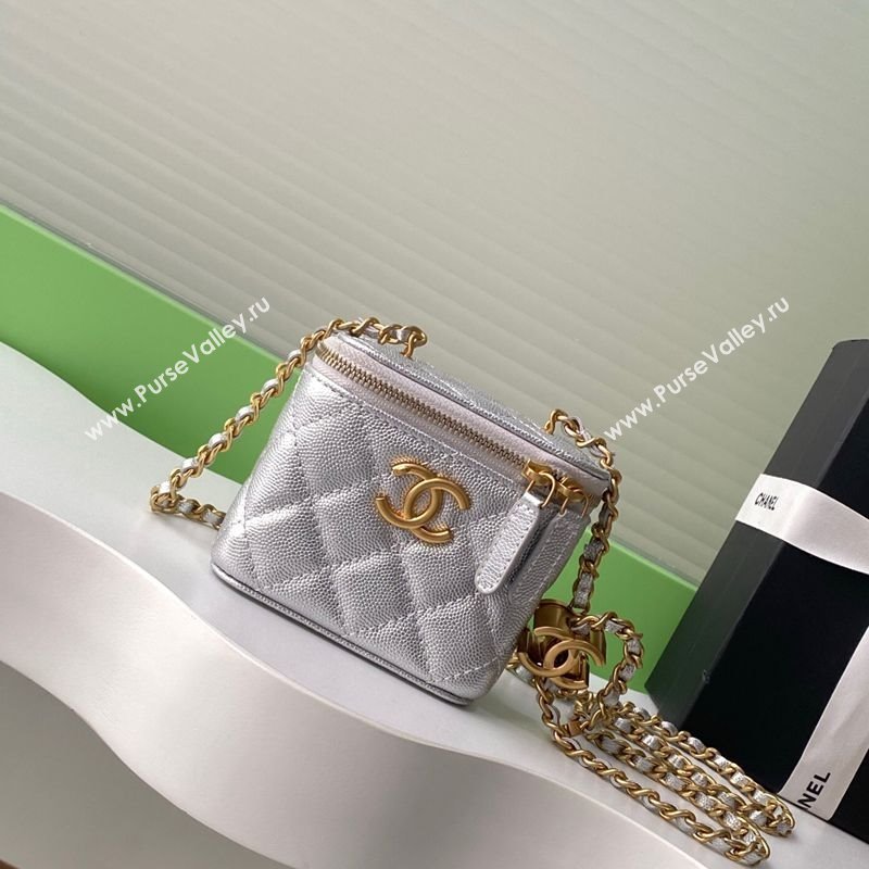 Chanel Grainy Calfskin Small Vanity with CC Chain Silver 2025 AP3941 (yezi-250812100)
