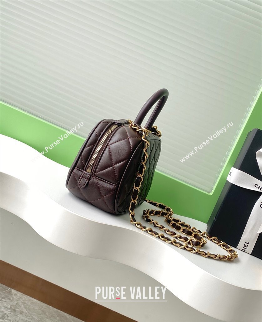 Chanel Calfskin Mini Bowling Bag AS5572 Brown 2025 (yezi-250812135)