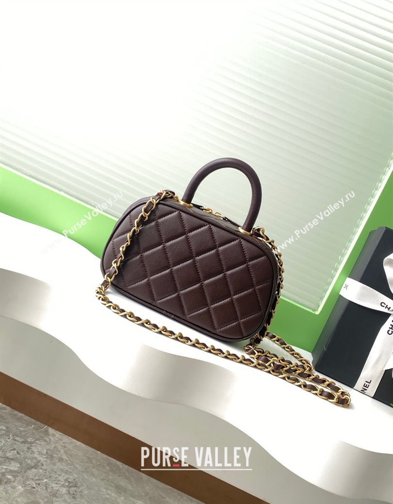 Chanel Calfskin Mini Bowling Bag AS5572 Brown 2025 (yezi-250812135)