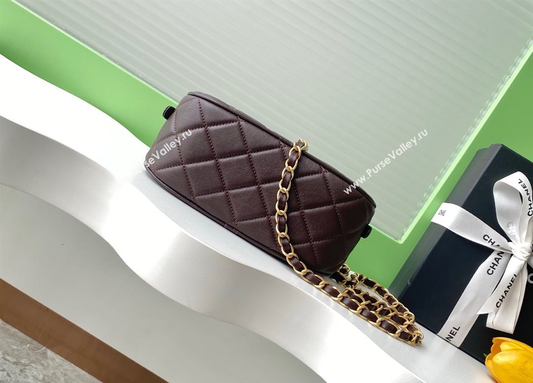 Chanel Calfskin Mini Bowling Bag AS5572 Brown 2025 (yezi-250812135)