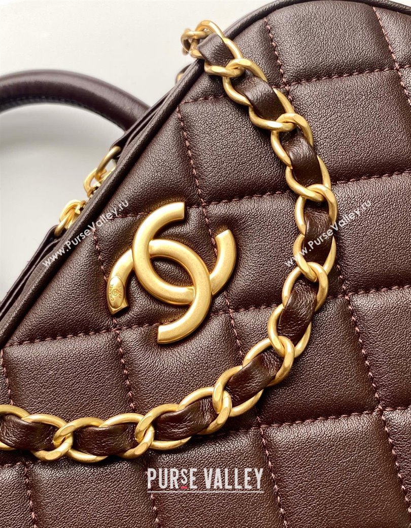 Chanel Calfskin Mini Bowling Bag AS5572 Brown 2025 (yezi-250812135)