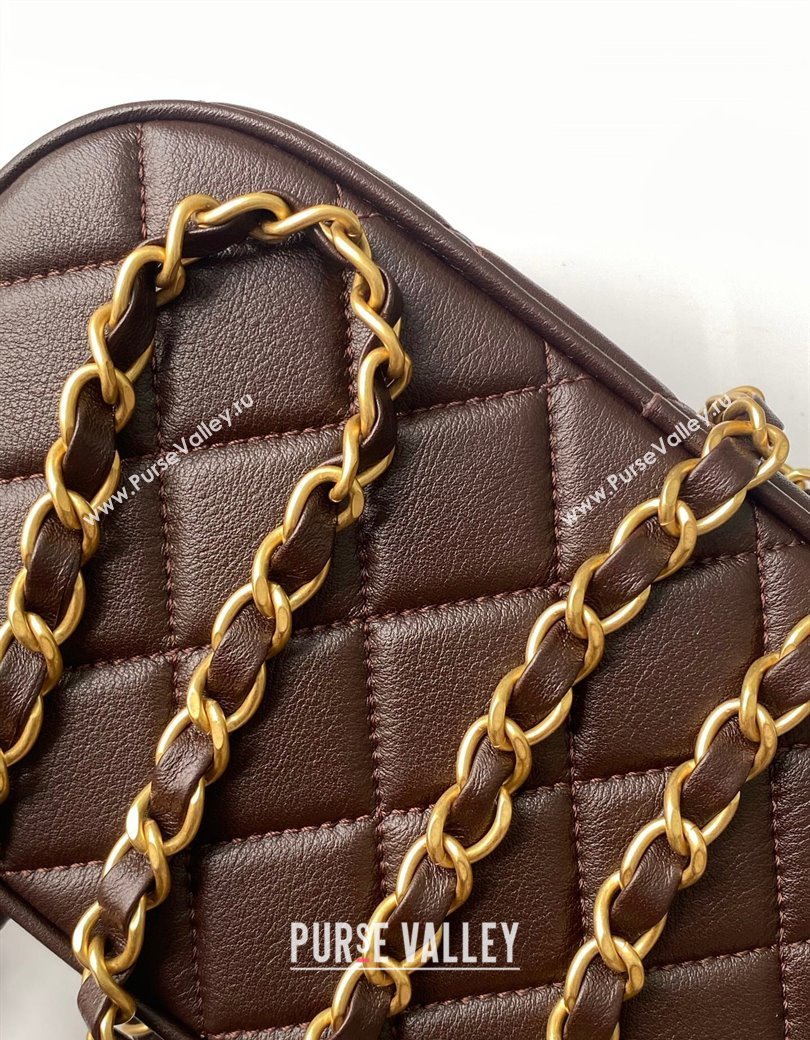Chanel Calfskin Mini Bowling Bag AS5572 Brown 2025 (yezi-250812135)