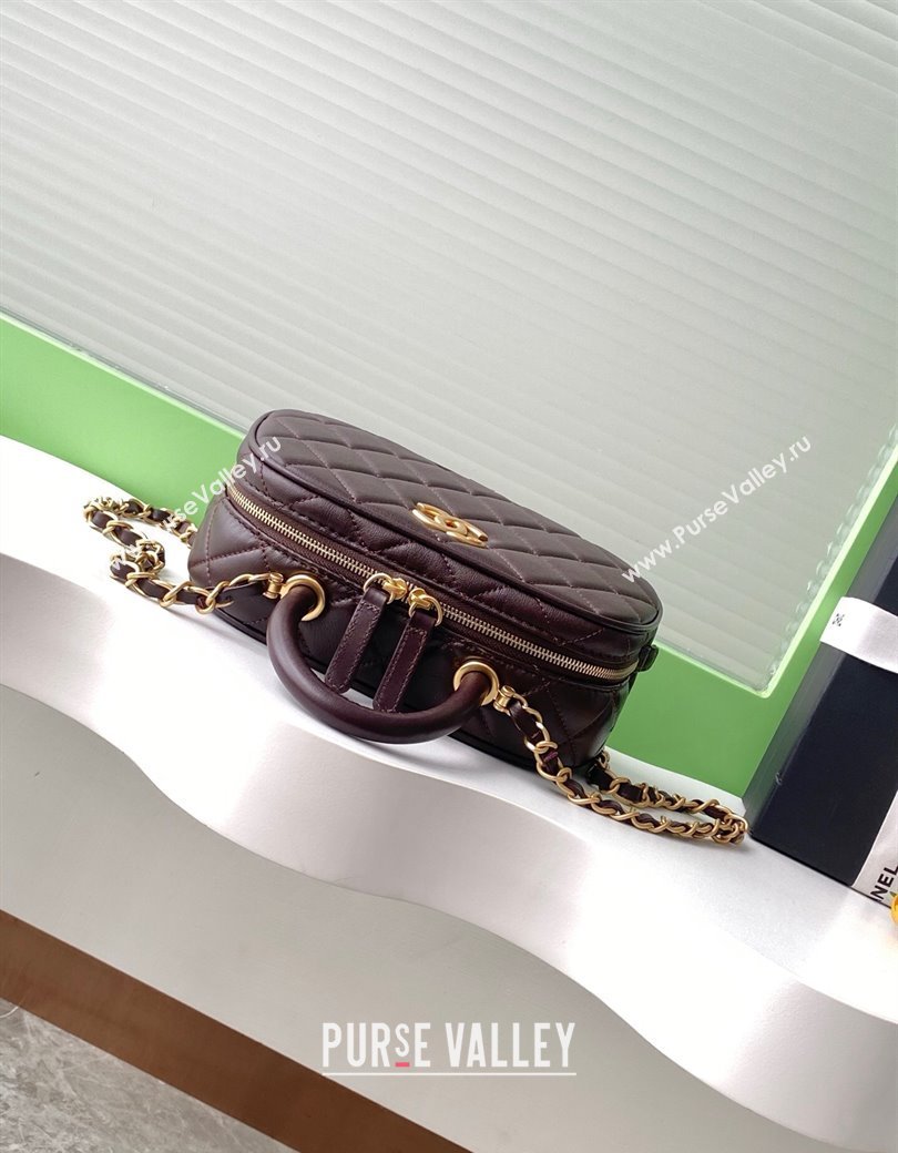Chanel Calfskin Mini Bowling Bag AS5572 Brown 2025 (yezi-250812135)