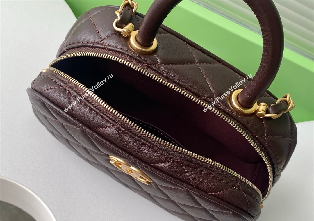 Chanel Calfskin Mini Bowling Bag AS5572 Brown 2025 (yezi-250812135)