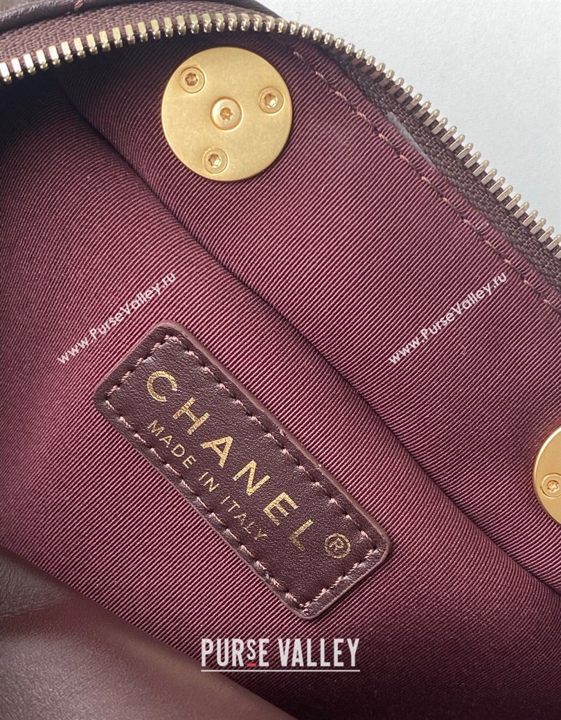 Chanel Calfskin Mini Bowling Bag AS5572 Brown 2025 (yezi-250812135)