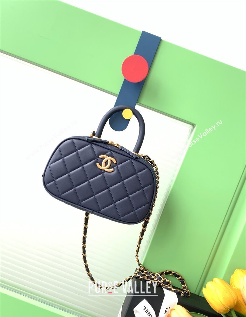Chanel Calfskin Mini Bowling Bag AS5572 Blue 2025 (yezi-250812136)