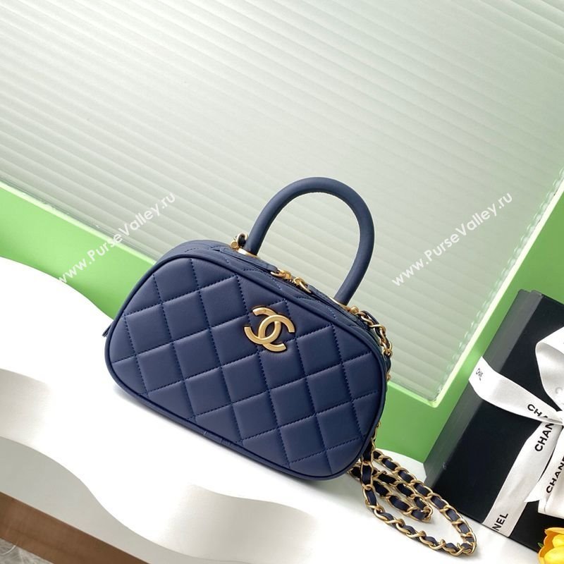 Chanel Calfskin Mini Bowling Bag AS5572 Blue 2025 (yezi-250812136)