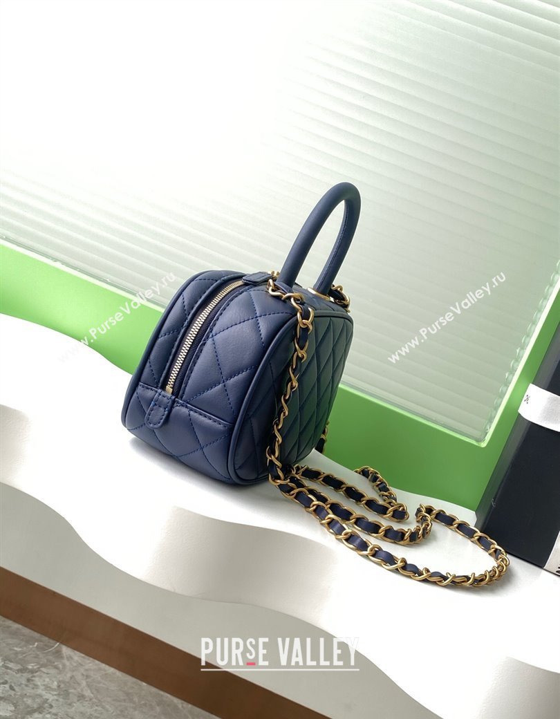 Chanel Calfskin Mini Bowling Bag AS5572 Blue 2025 (yezi-250812136)