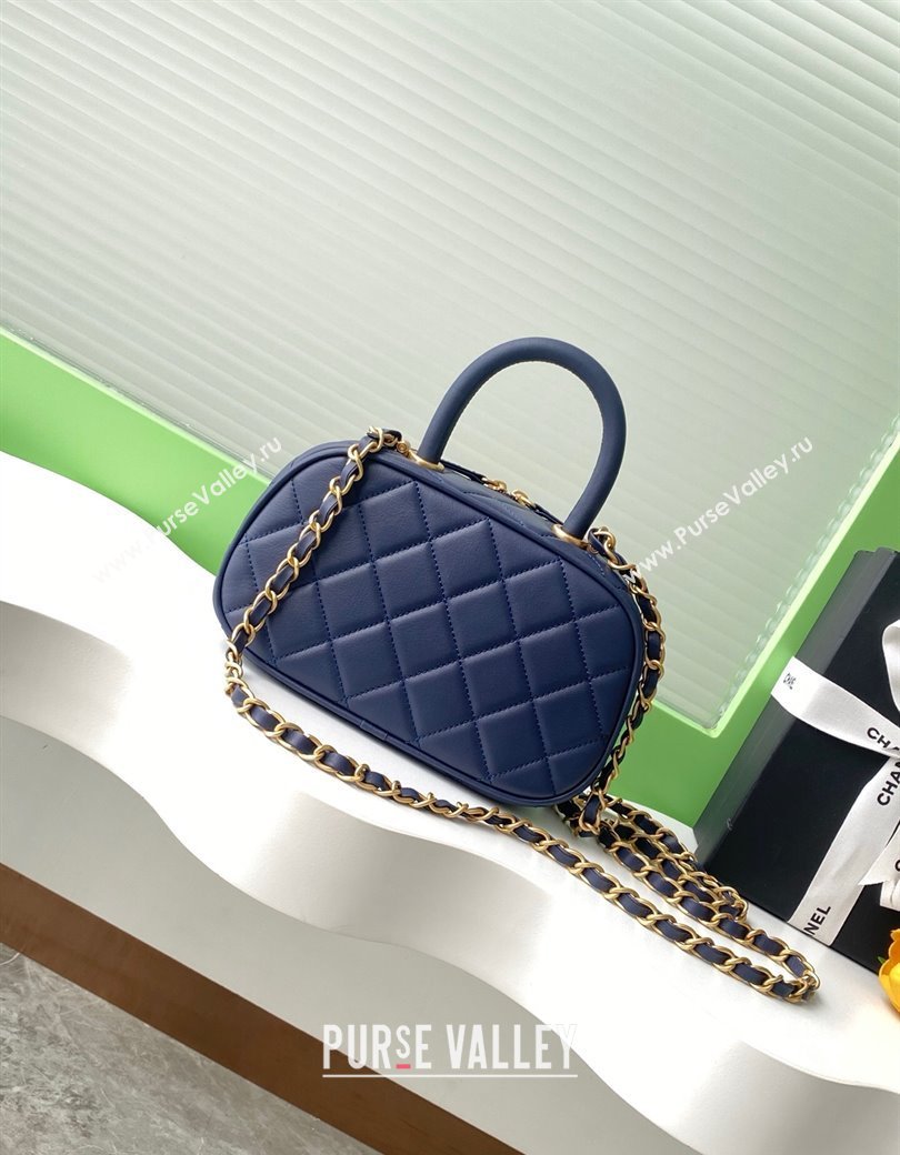 Chanel Calfskin Mini Bowling Bag AS5572 Blue 2025 (yezi-250812136)