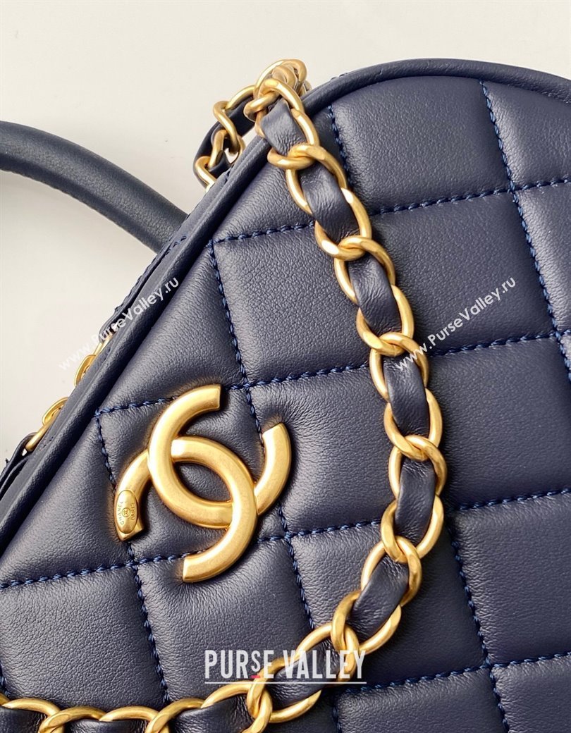 Chanel Calfskin Mini Bowling Bag AS5572 Blue 2025 (yezi-250812136)