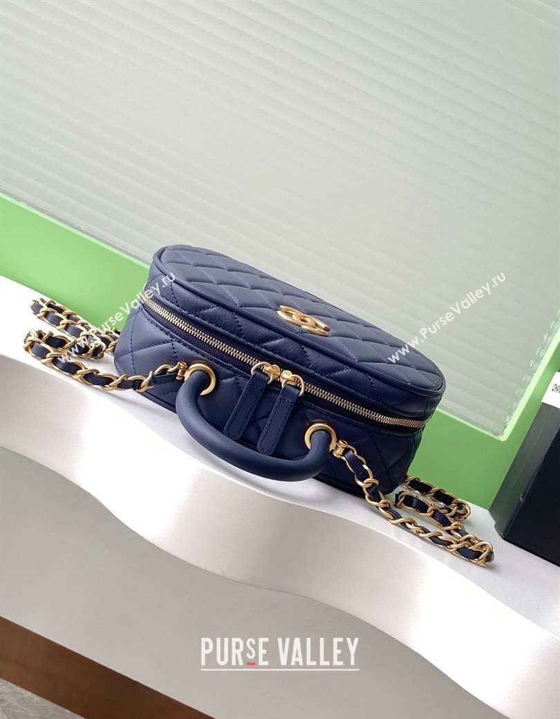 Chanel Calfskin Mini Bowling Bag AS5572 Blue 2025 (yezi-250812136)