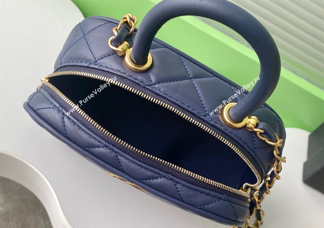 Chanel Calfskin Mini Bowling Bag AS5572 Blue 2025 (yezi-250812136)