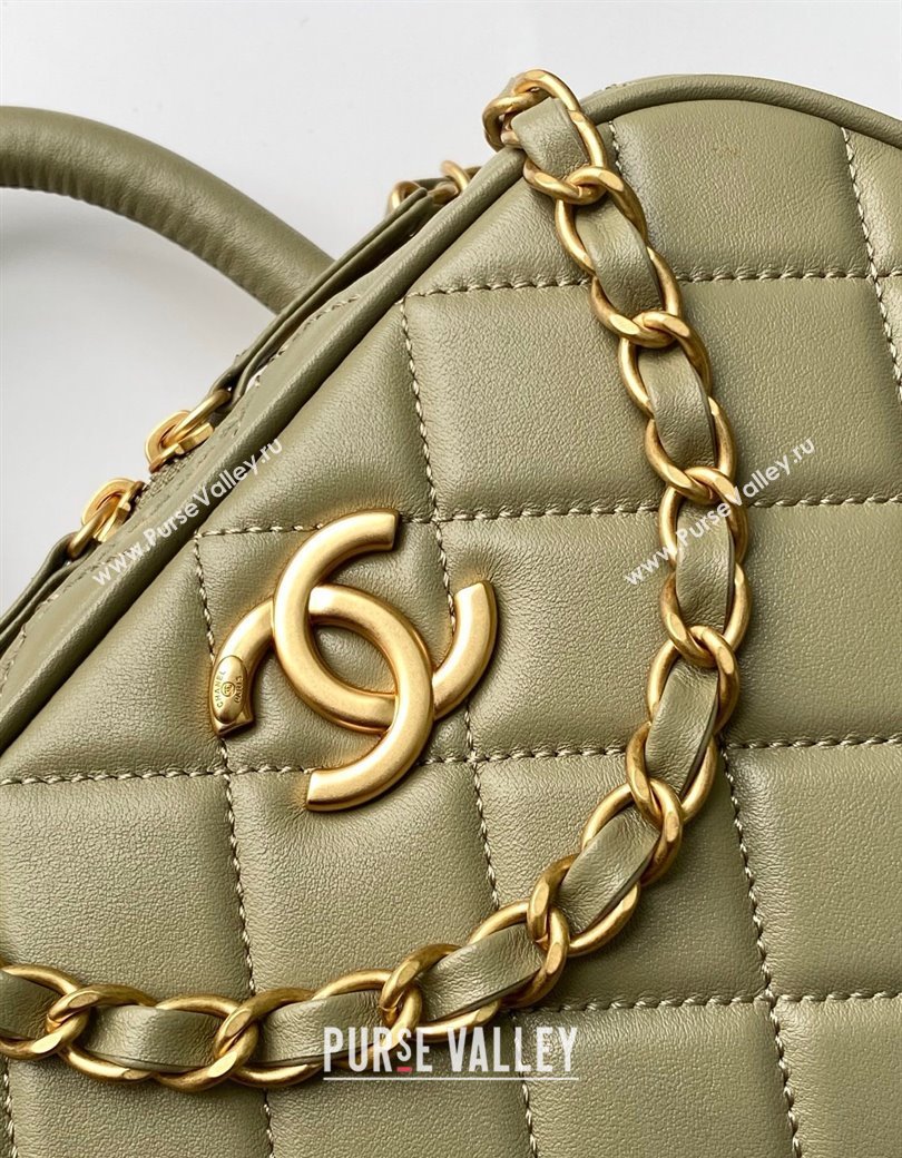 Chanel Calfskin Mini Bowling Bag AS5572 Green 2025 (yezi-250812137)