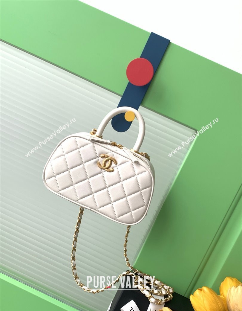 Chanel Calfskin Mini Bowling Bag AS5572 White 2025 (yezi-250812138)