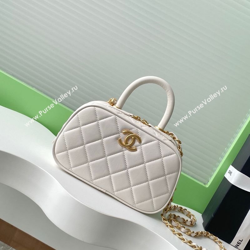 Chanel Calfskin Mini Bowling Bag AS5572 White 2025 (yezi-250812138)