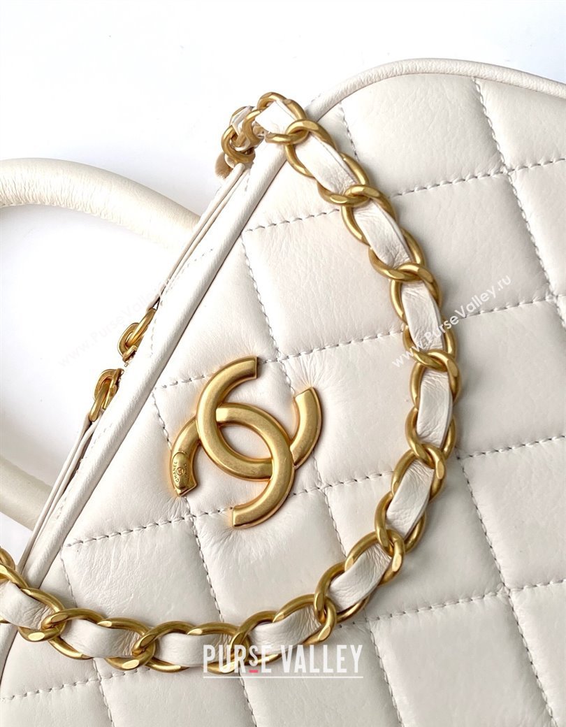 Chanel Calfskin Mini Bowling Bag AS5572 White 2025 (yezi-250812138)