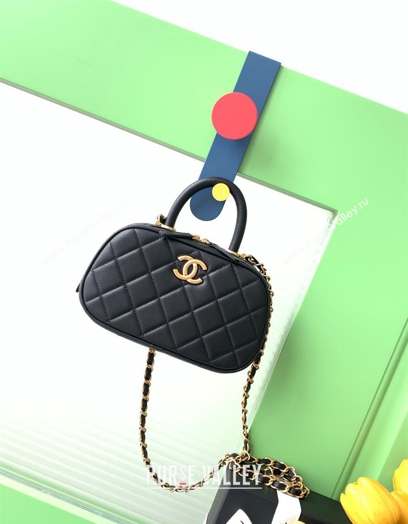 Chanel Calfskin Mini Bowling Bag AS5572 Black 2025 (yezi-250812139)