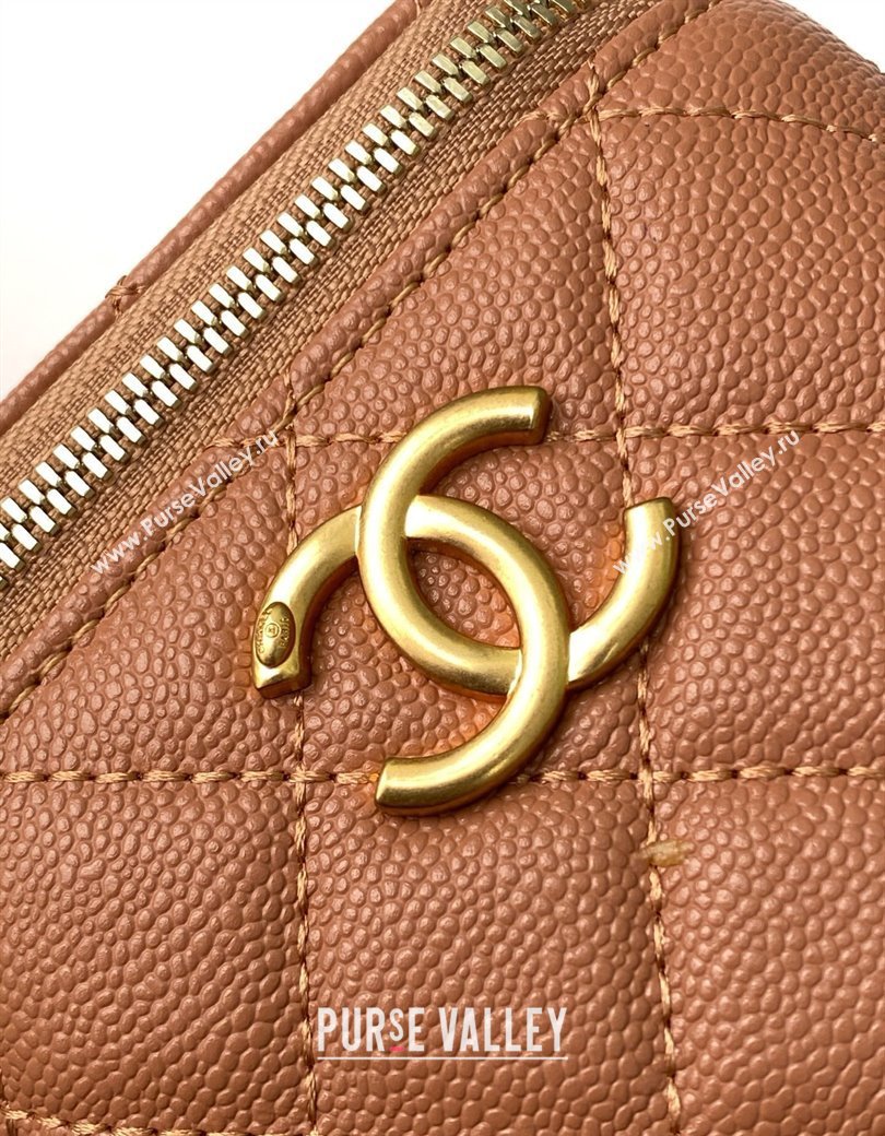 Chanel Grainy Calfskin Small Vanity with CC Chain Brown 2025 AP3941 (yezi-250812103)