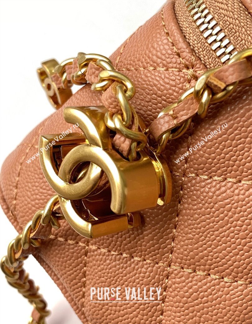 Chanel Grainy Calfskin Small Vanity with CC Chain Brown 2025 AP3941 (yezi-250812103)