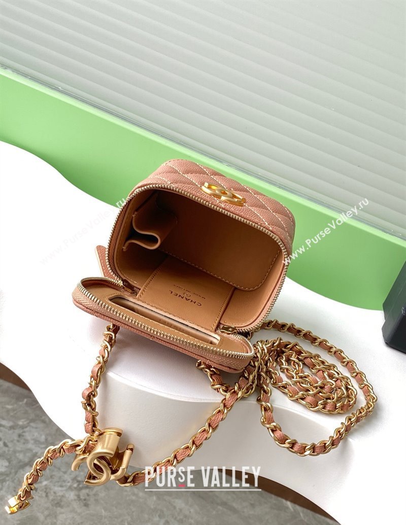 Chanel Grainy Calfskin Small Vanity with CC Chain Brown 2025 AP3941 (yezi-250812103)