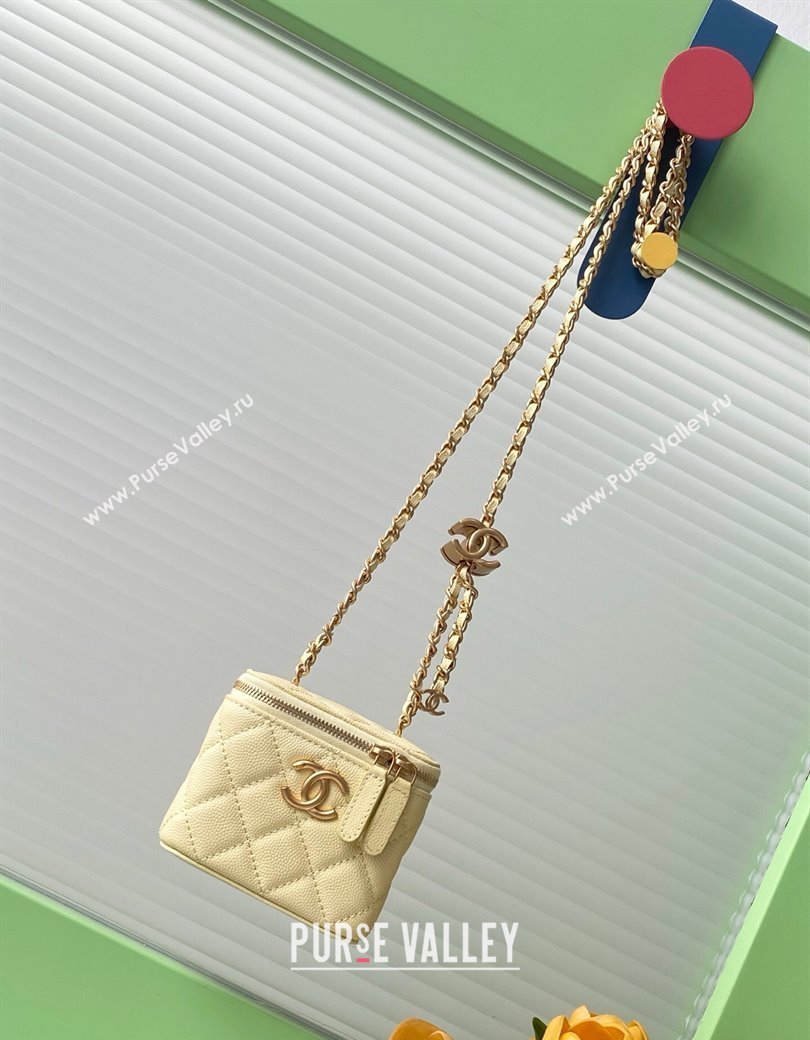 Chanel Grainy Calfskin Small Vanity with CC Chain Yellow 2025 AP3941 (yezi-250812104)