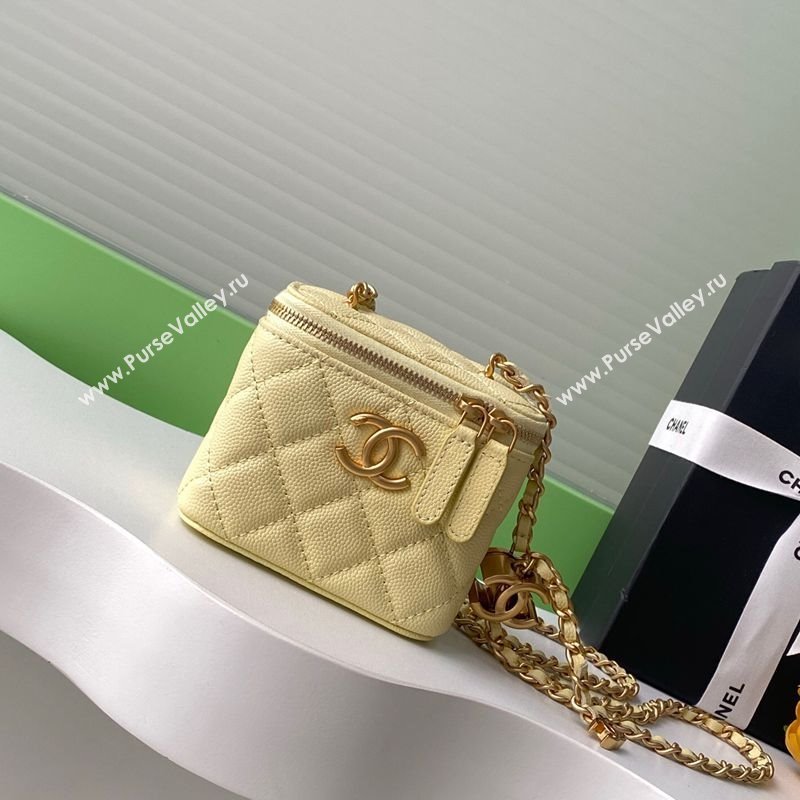 Chanel Grainy Calfskin Small Vanity with CC Chain Yellow 2025 AP3941 (yezi-250812104)