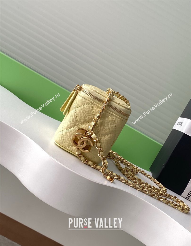 Chanel Grainy Calfskin Small Vanity with CC Chain Yellow 2025 AP3941 (yezi-250812104)