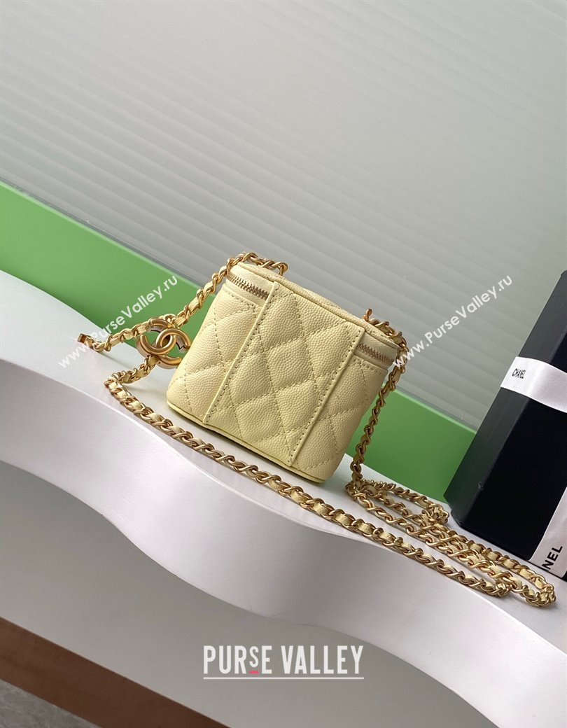 Chanel Grainy Calfskin Small Vanity with CC Chain Yellow 2025 AP3941 (yezi-250812104)