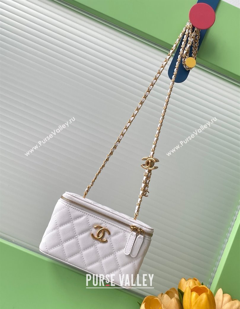 Chanel Grainy Calfskin Large Vanity with CC Chain White 2025 AP3940 (yezi-250812108)