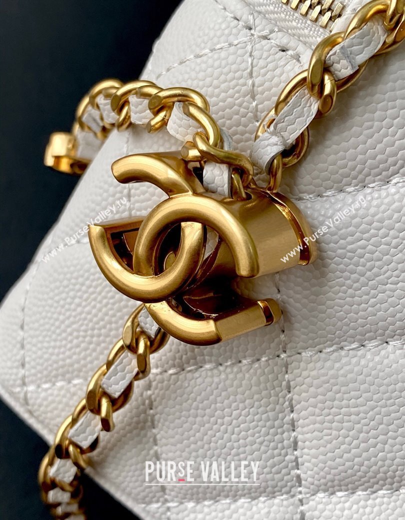 Chanel Grainy Calfskin Large Vanity with CC Chain White 2025 AP3940 (yezi-250812108)