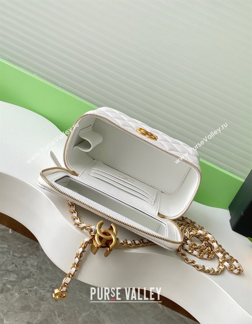 Chanel Grainy Calfskin Large Vanity with CC Chain White 2025 AP3940 (yezi-250812108)