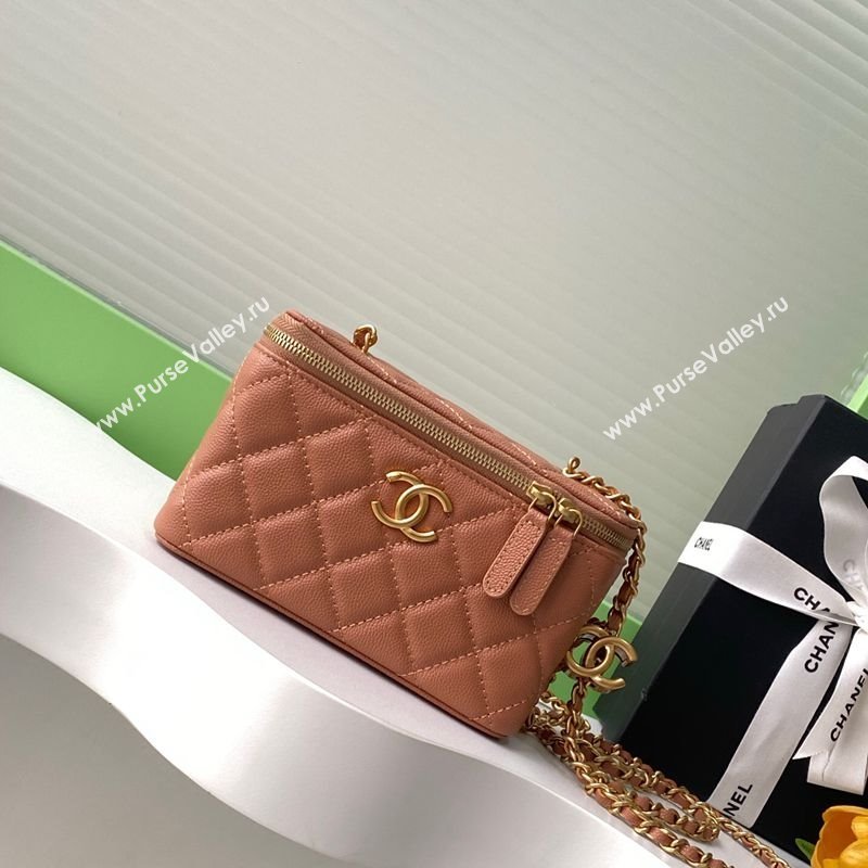 Chanel Grainy Calfskin Large Vanity with CC Chain Brown 2025 AP3940 (yezi-250812109)