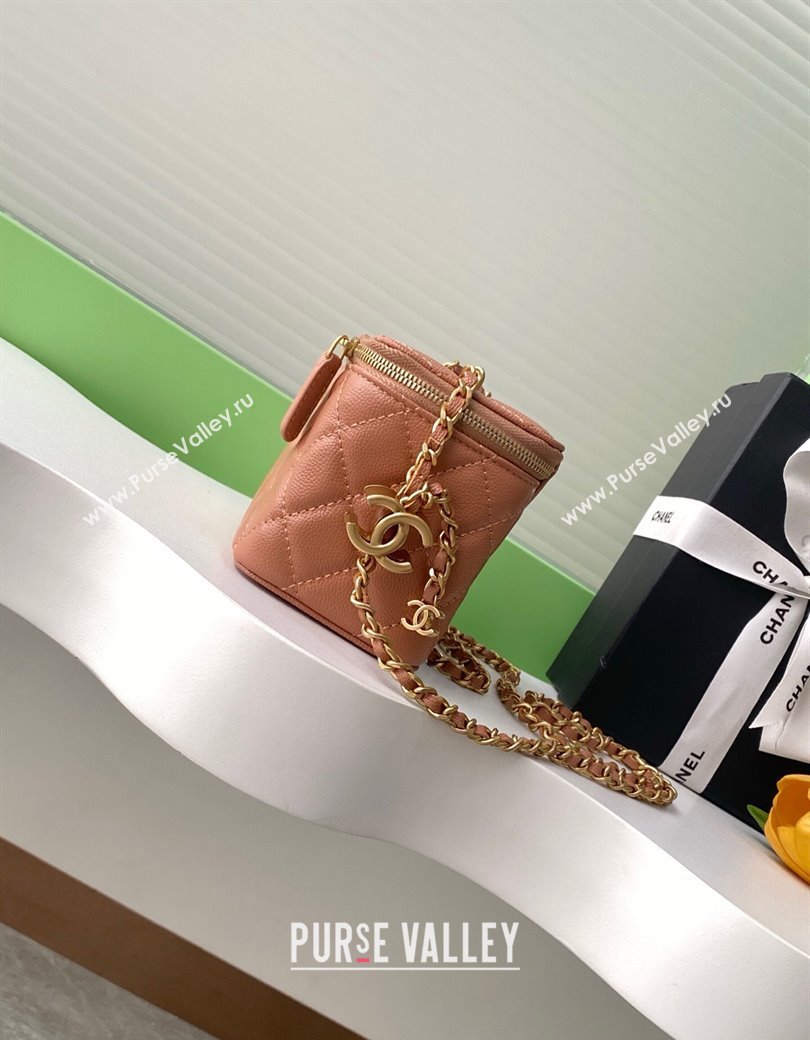 Chanel Grainy Calfskin Large Vanity with CC Chain Brown 2025 AP3940 (yezi-250812109)