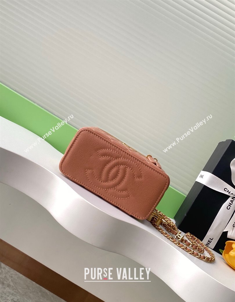Chanel Grainy Calfskin Large Vanity with CC Chain Brown 2025 AP3940 (yezi-250812109)
