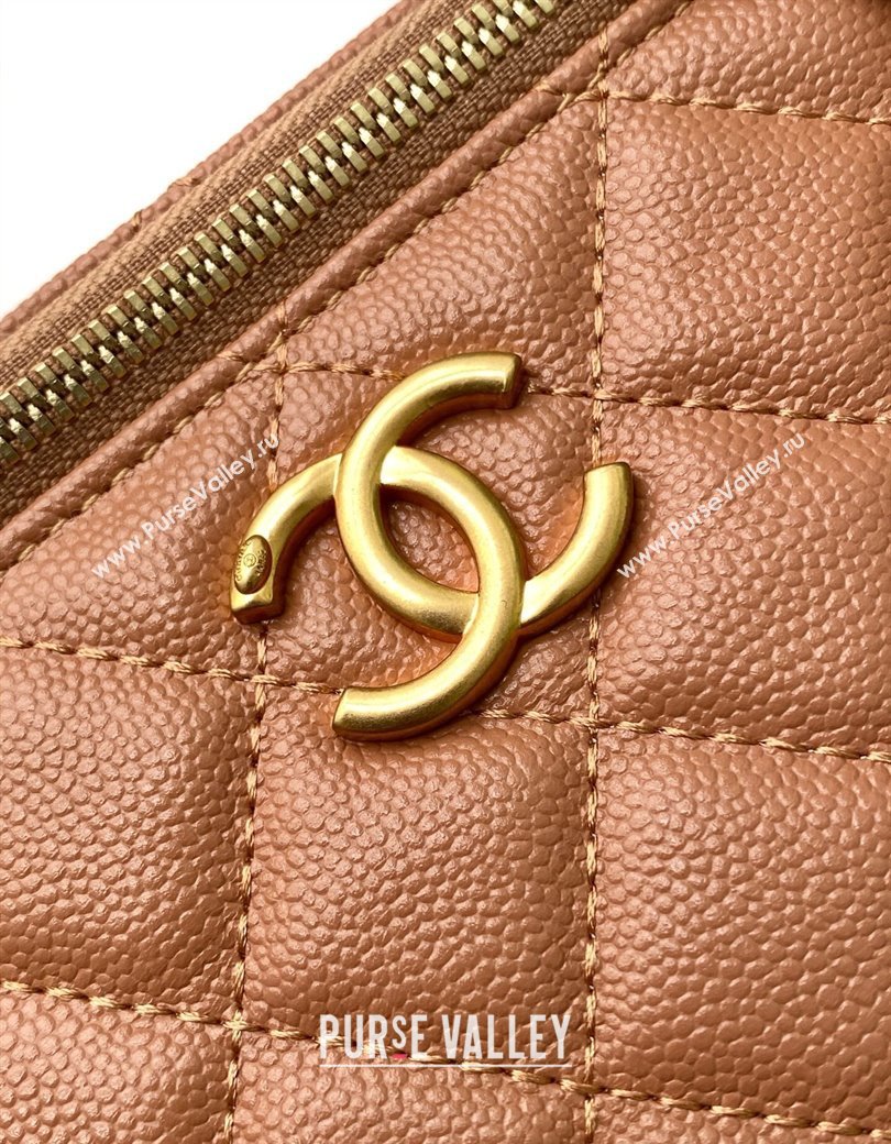 Chanel Grainy Calfskin Large Vanity with CC Chain Brown 2025 AP3940 (yezi-250812109)