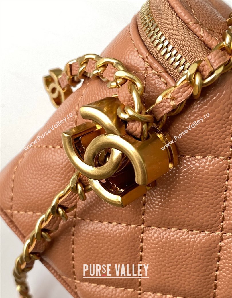 Chanel Grainy Calfskin Large Vanity with CC Chain Brown 2025 AP3940 (yezi-250812109)