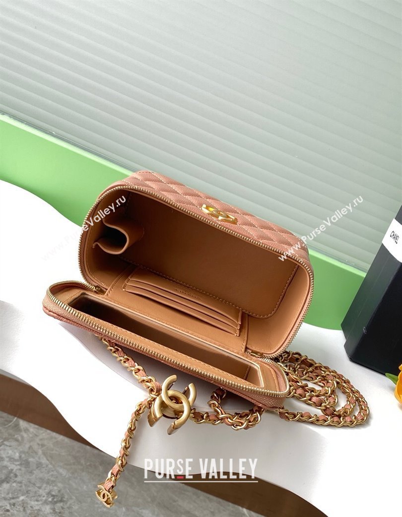 Chanel Grainy Calfskin Large Vanity with CC Chain Brown 2025 AP3940 (yezi-250812109)