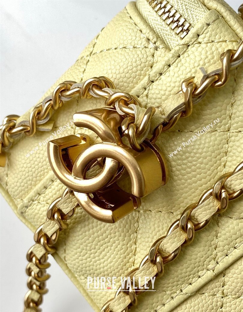 Chanel Grainy Calfskin Small Vanity with CC Chain Yellow 2025 AP3941 (yezi-250812104)