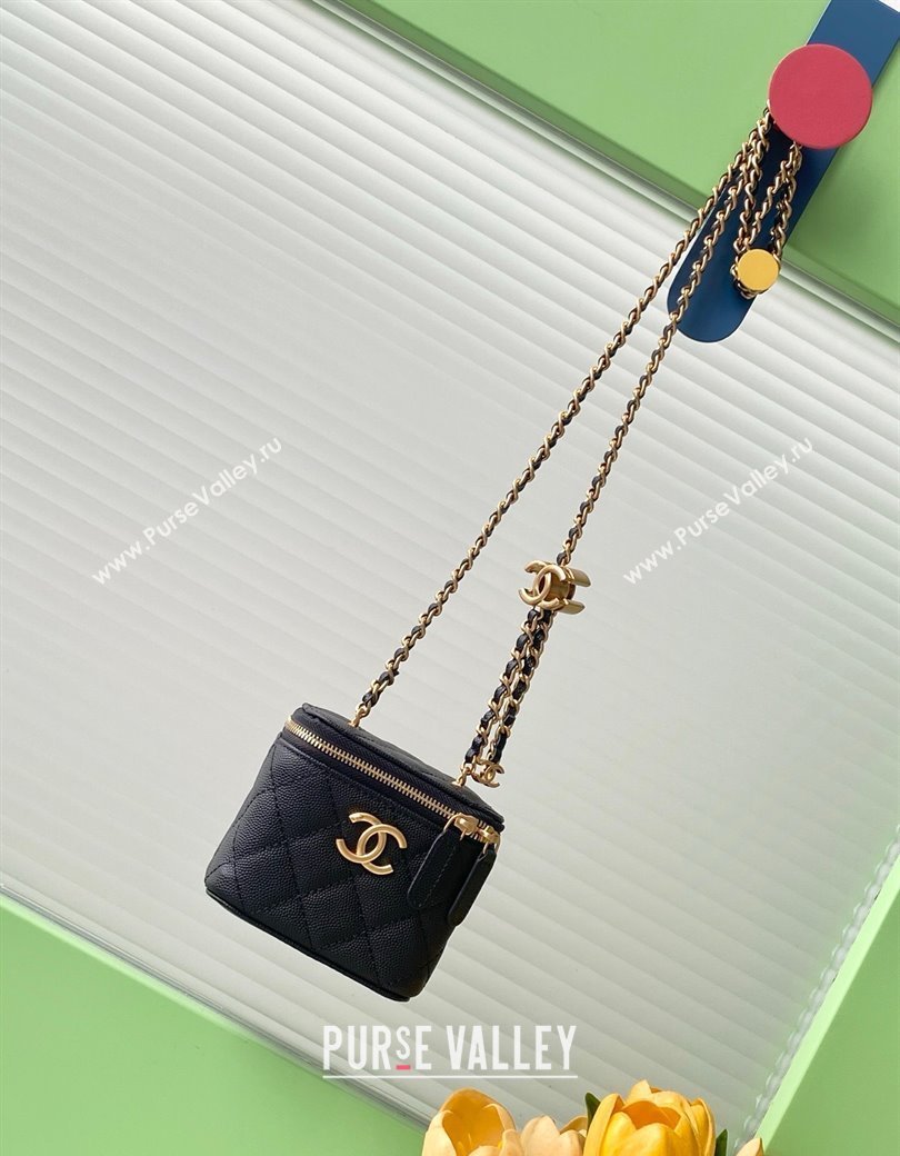 Chanel Grainy Calfskin Small Vanity with CC Chain Black 2025 AP3941 (yezi-250812105)