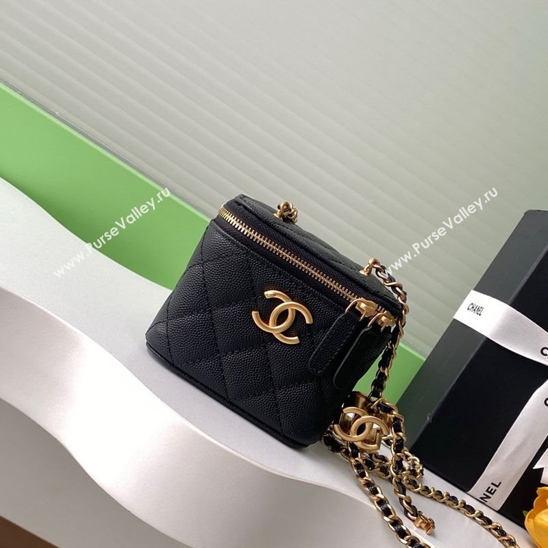 Chanel Grainy Calfskin Small Vanity with CC Chain Black 2025 AP3941 (yezi-250812105)