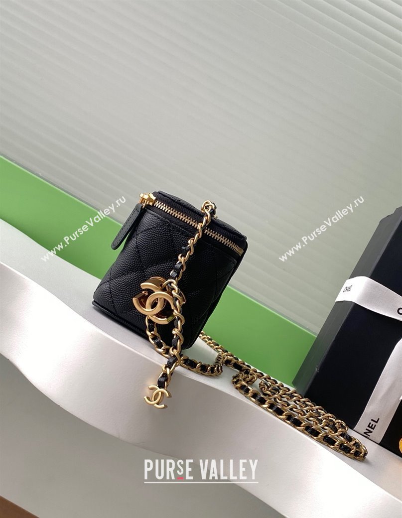 Chanel Grainy Calfskin Small Vanity with CC Chain Black 2025 AP3941 (yezi-250812105)