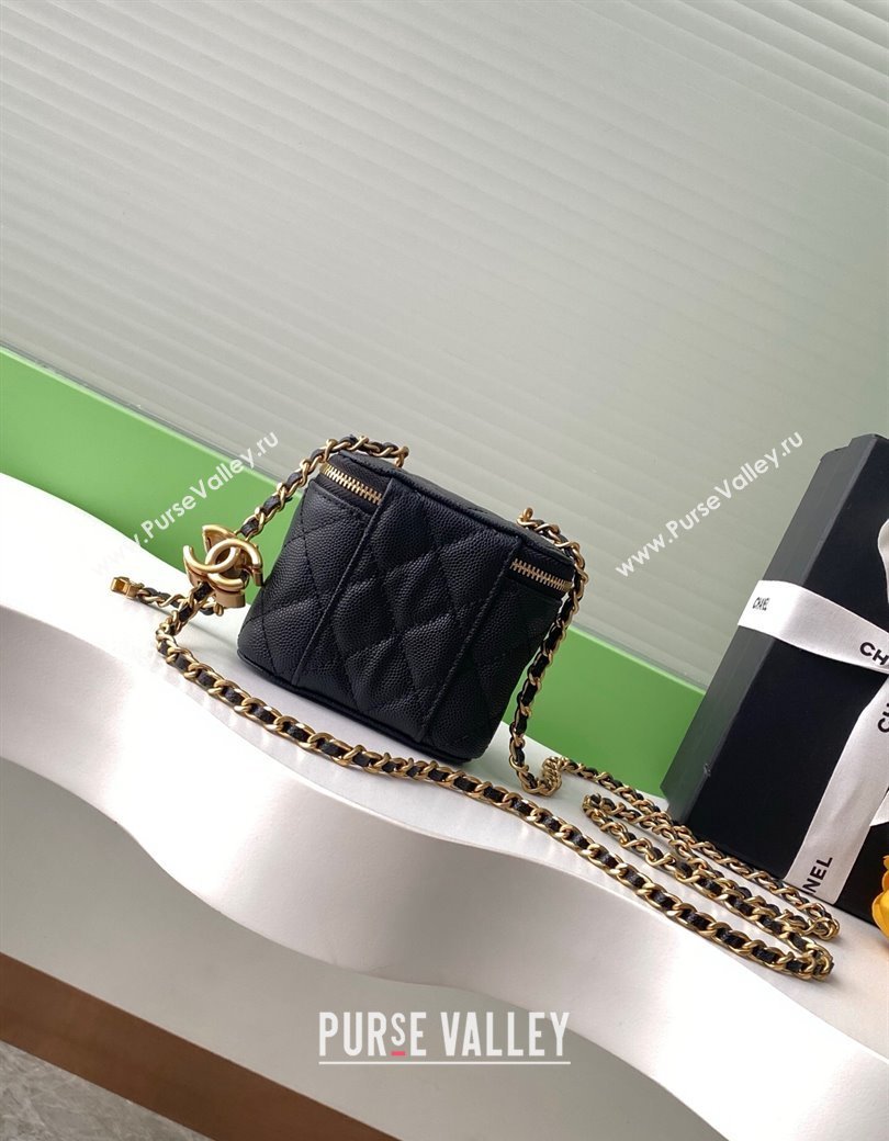 Chanel Grainy Calfskin Small Vanity with CC Chain Black 2025 AP3941 (yezi-250812105)