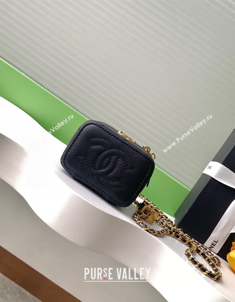 Chanel Grainy Calfskin Small Vanity with CC Chain Black 2025 AP3941 (yezi-250812105)